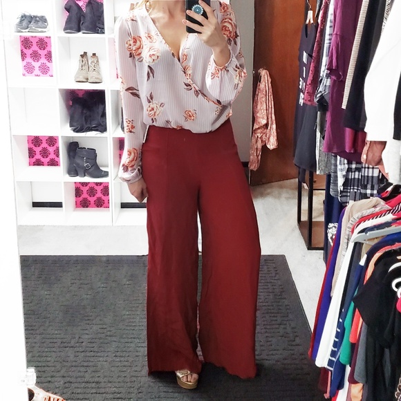 Free People Pants - NEW FREE PEOPLE High Waisted Wide Let Pants